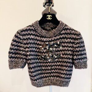 Chanel cashmere cropped knit top